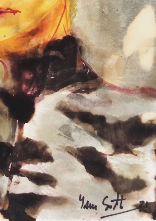 Le portrait signé en bas à droite du tableau