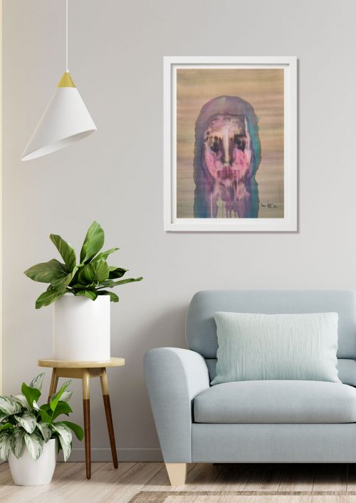Le portrait beige en situation dans un salon avec canapé