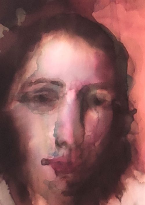 Détail du visage du portrait de femme
