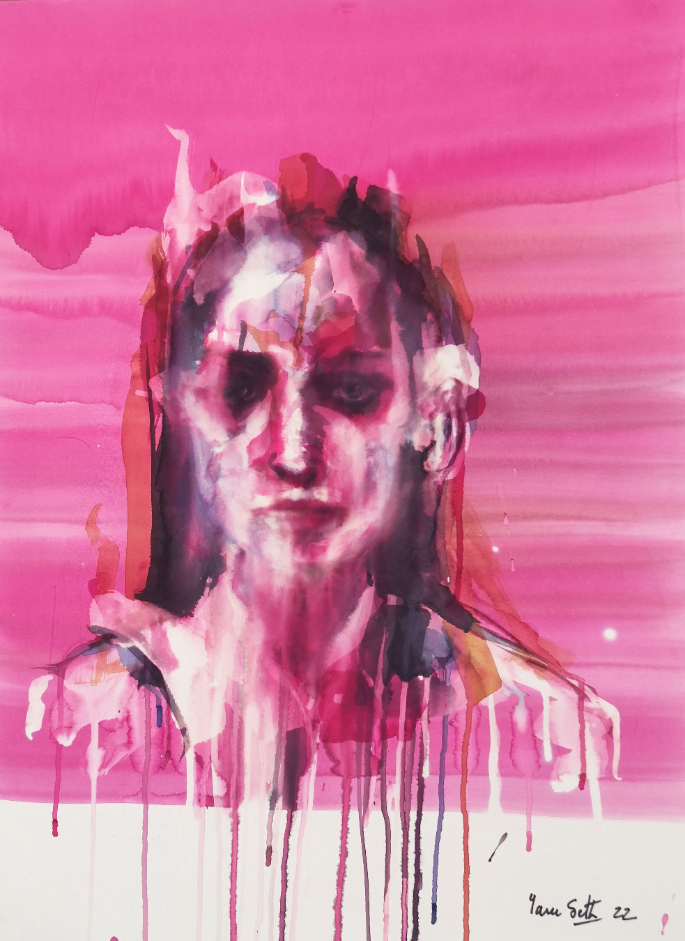 Portrait rose abstrait