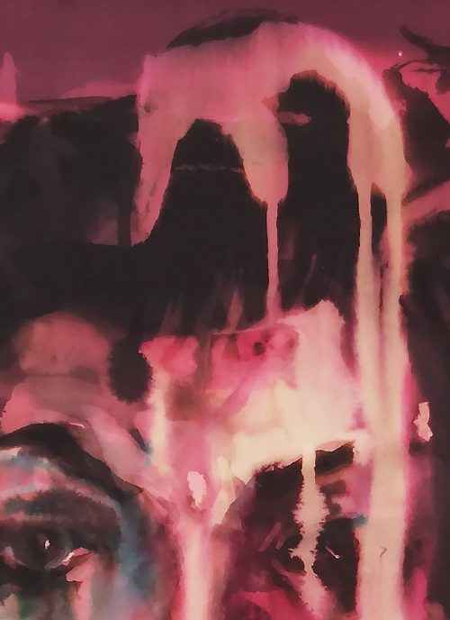 Détail haut de l'oeuvre, coulures