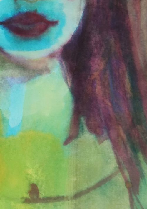 Détail de la bouche du portrait