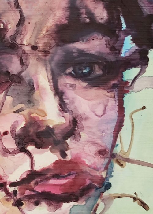 Réveil, Zoom sur le visage féminin par le peintre Yann Seth