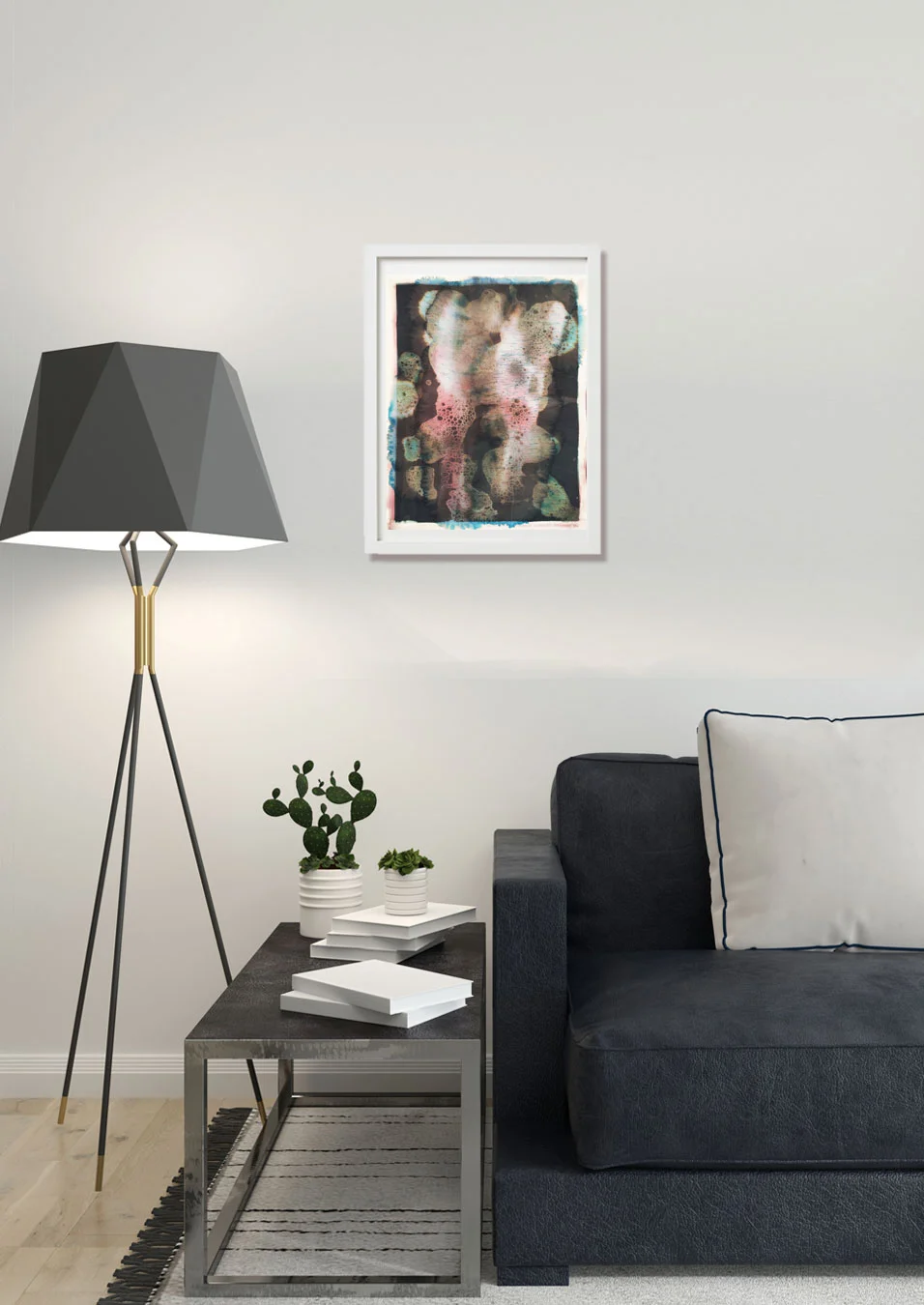 Le tableau Cellules abstraites dans un intérieur noir et blanc
