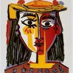 Picasso, Tableau "Portrait de femme au chapeau à pompons au corsage imprimé"